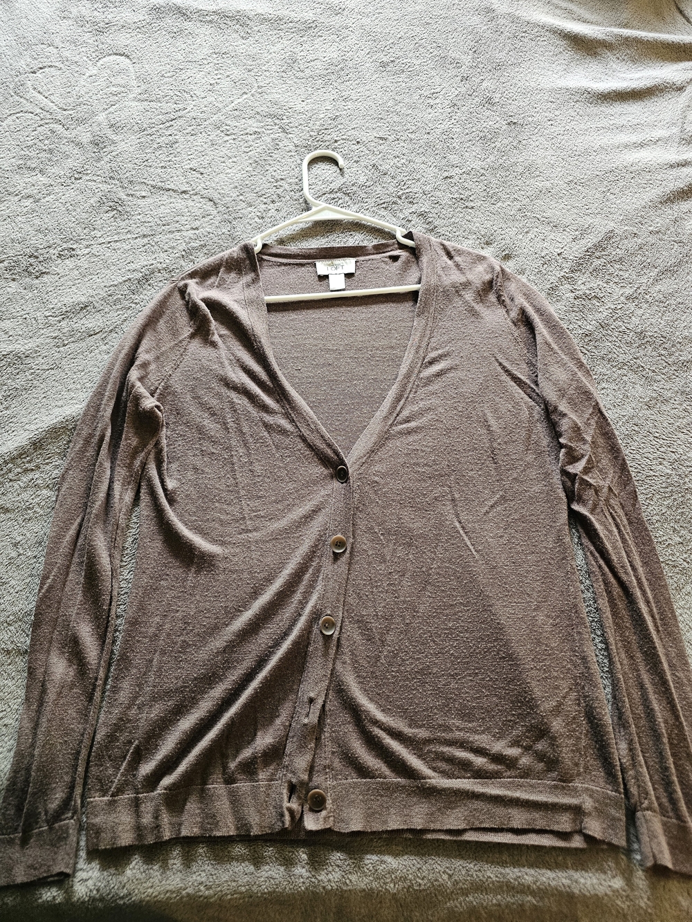 LOFT Brown V-Neck Button Front Cardigan